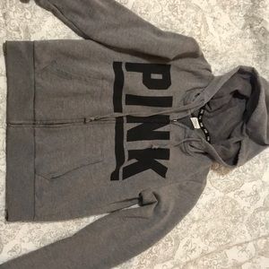 Gray Pink Zip-up Jacket